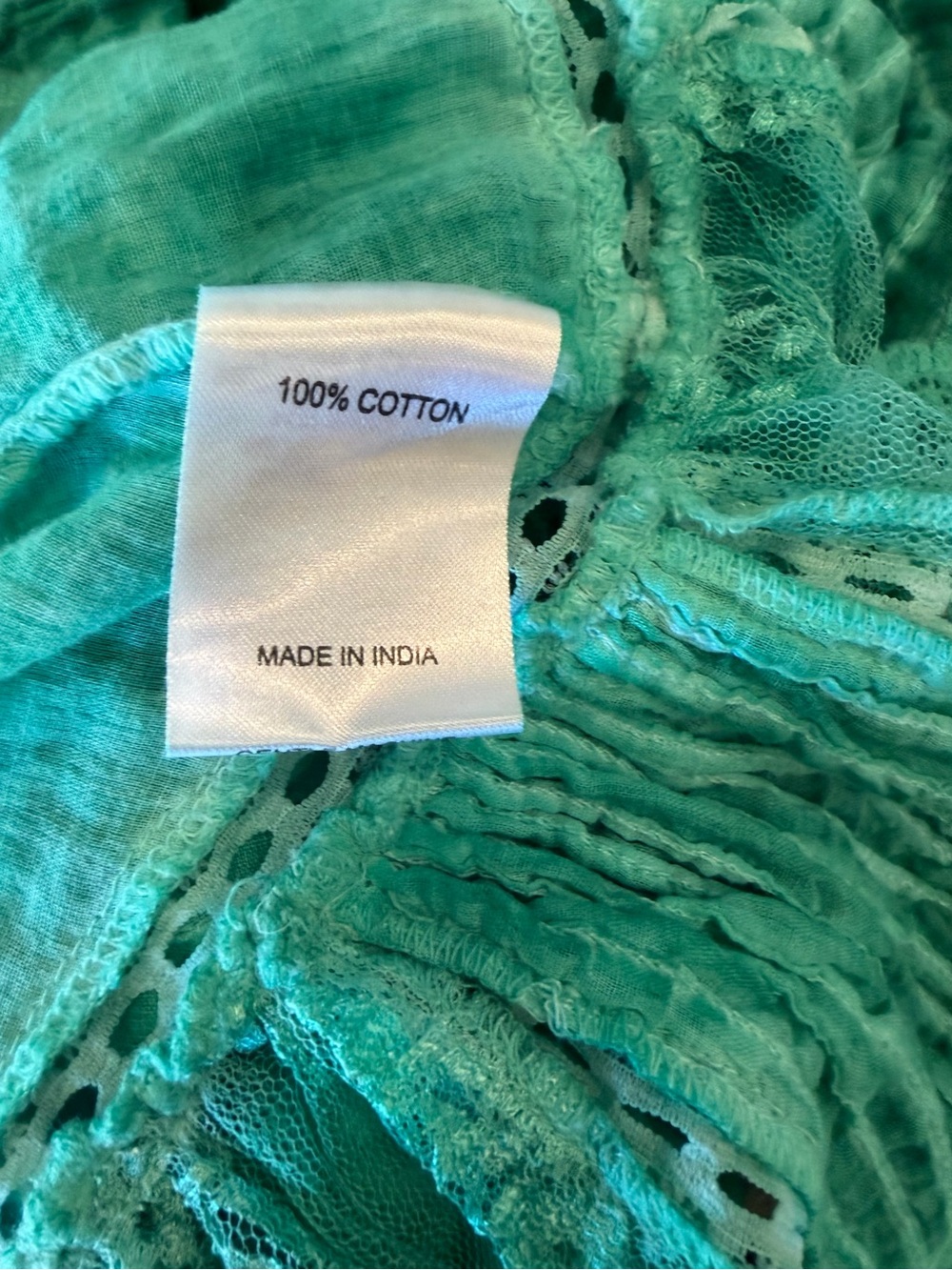 Muche et Muchette Jolene Voile Top Green Cotton Lace Embroidered Boho Blouse OS - Picture 9 of 11